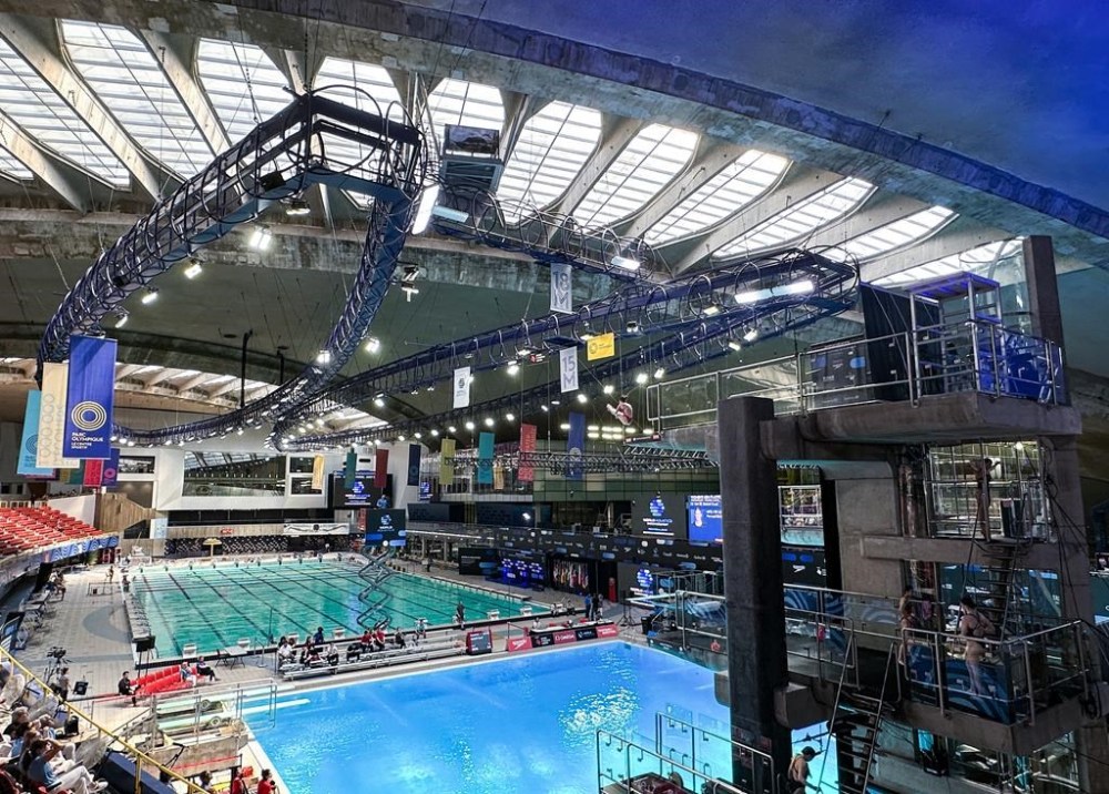 Caeli McKay of Canada competes during the women's 10m platform preliminary round at the World Aquatics Diving World Cup 2023 in Montreal, Friday, May 5, 2023. Swimming Canada is searching for a new site for the Olympic and Paralympic trials due to an extended closure of Montreal's Olympic pool. THE CANADIAN PRESS/Christinne Muschi
