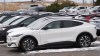 Ford Motor Co. is delaying the start of electric vehicle production at its plant in Oakville, Ont., to 2027. Unsold 2024 Mustang Mach-E electric vehicles sit in a long row at a Ford dealership Sunday, Jan. 21, 2024, in Broomfield, Colo. THE CANADIAN PRESS/AP/David Zalubowski