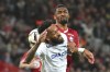 Marseille's Pierre-Emerick Aubameyang, left, challenges for the ball with Lille's Alexsandro Ribeiro during the French League One soccer match between Lille and Marseille at the Pierre Mauroy stadium in Villeneuve d'Ascq, northern France, Friday, April 5, 2024. (AP Photo/Matthieu Mirville)