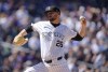 Colorado Rockies pitcher Austin Gomber works against the Tampa Bay Rays in the first inning of a baseball game Friday, April 5, 2024, in Denver. (AP Photo/David Zalubowski)