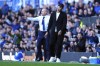 Burnley manager Vincent Kompany, foreground and Everton manager Sean Dyche react, during the English Premier League soccer match between Everton and Burnley, at Goodison Park, in Liverpool, England, Saturday April 6, 2024. (Peter Byrne/PA via AP)