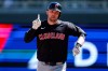 Cleveland Guardians' David Fry celebrates his three-run home run against the Minnesota Twins during the second inning of a baseball game, Saturday, April 6, 2024, in Minneapolis. (AP Photo/Matt Krohn)