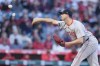 Boston Red Sox starting pitcher Garrett Whitlock throws to a Los Angeles Angels batter during the first inning of a baseball game Saturday, April 6, 2024, in Anaheim, Calif. (AP Photo/Marcio Jose Sanchez)