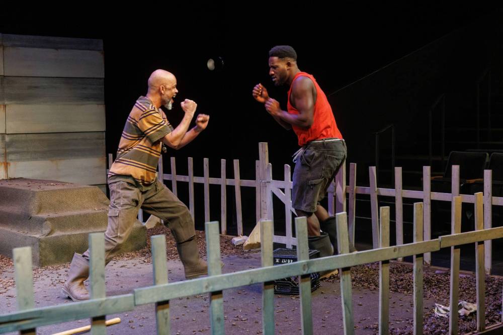 MIKE DEAL / FREE PRESS
                                Christian Paul as Solomon (left) and Jahlani Gilbert-Knorren as Bai in the PTE production of Diggers, by Donna-Michelle St. Bernard.