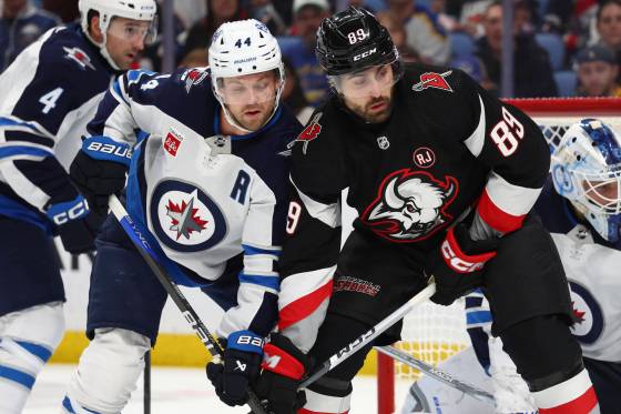 Winnipeg Jets defenceman Josh Morrissey was recognized as the NHL’s third star of the week for his performance against the Sabres on Sunday. (Jeffrey T. Barnes / The Associated Press)