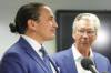 From left: Manitoba NDP Leader Wab Kinew, then leader of the opposition, and former NDP premier Gary Doer in September 2023. (Ruth Bonneville / Free Press files)