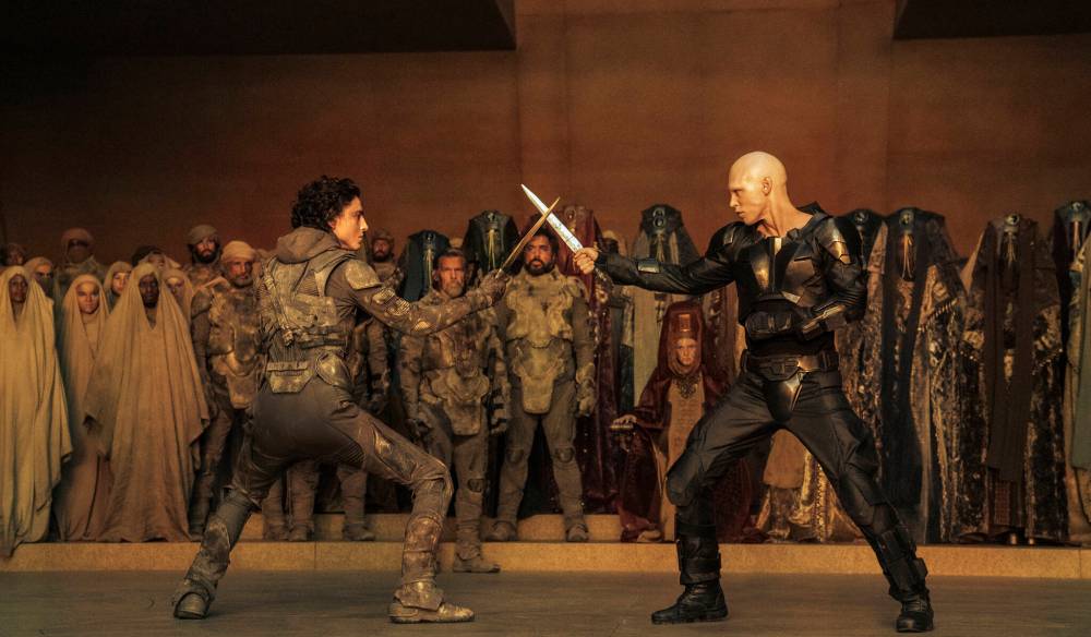 Warner Bros. Pictures
                                Timothée Chalamet (left) and Austin Butler face off in Dune: Part Two.