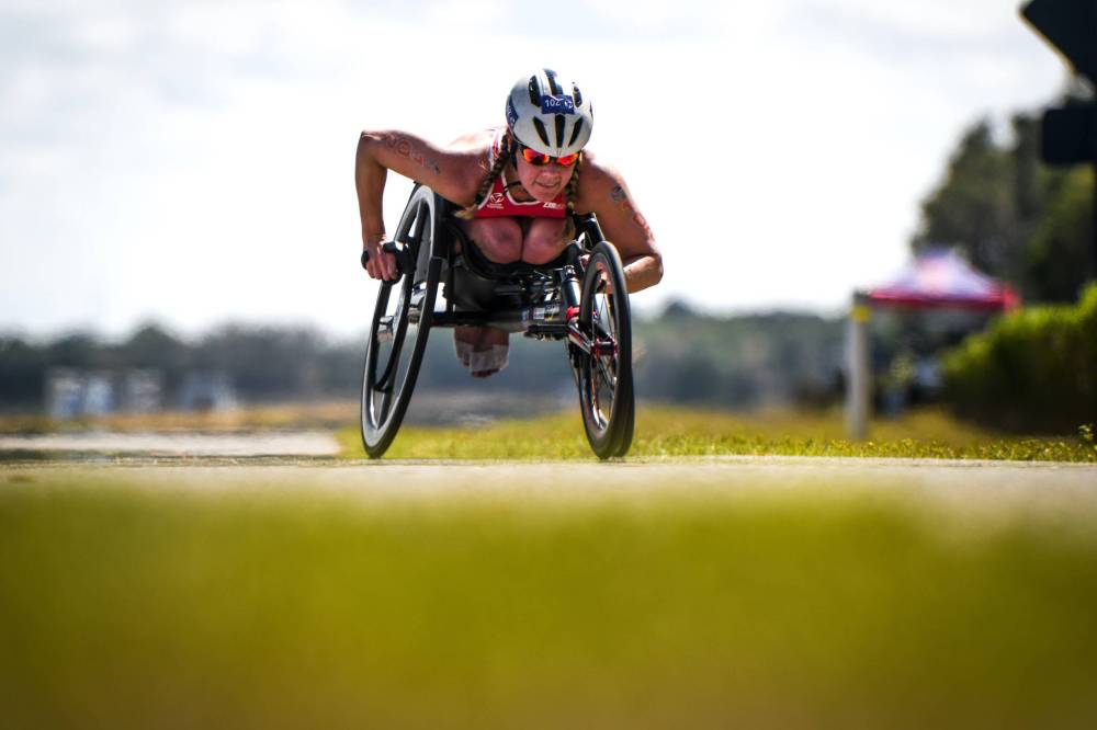 PAUL CLAWSON PHOTO
Leanne Taylor takes part in the 2023 Americas Triathlon Para Championship in Sarasota, Fla.