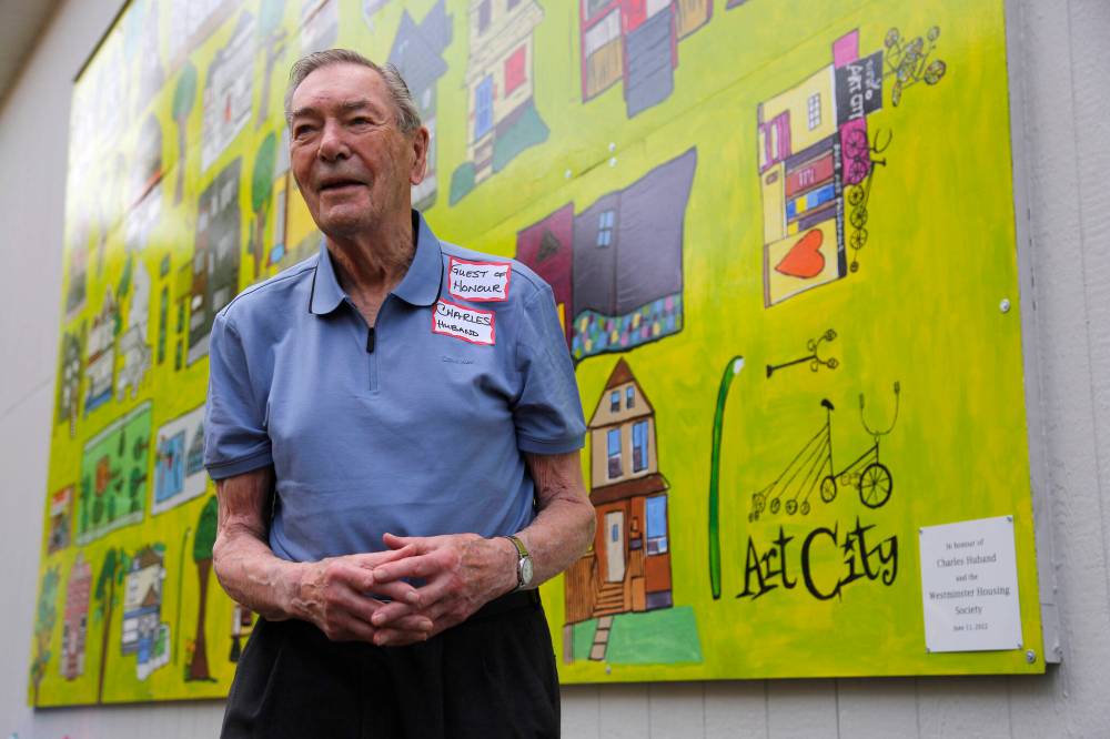 Colin Corneau photo
Huband celebrated his 90th birthday in June 2022 with the unveiling of a mural of the Westminster houses he helped rehab.