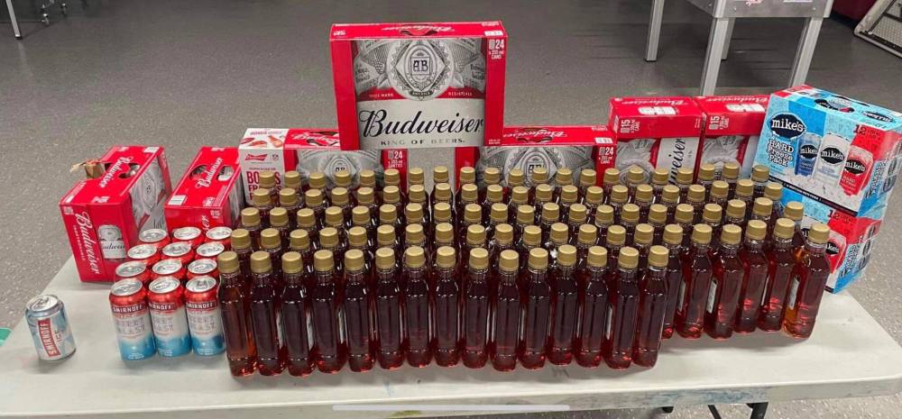 The largest amount of alcohol previously seized by Anishinaabe Ambassadors Inc. included hard alcohol, beer and coolers, organization president James Favel said. (Submitted)