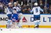 Mary Altaffer / The Associated Press
                                New York Rangers goaltender Igor Shesterkin reacts as Winnipeg Jets’ Mark Scheifele celebrates after scoring with linemates Kyle Connor and Alex Iafallo during the second period, Tuesday, at Madison Square Garden in New York.
