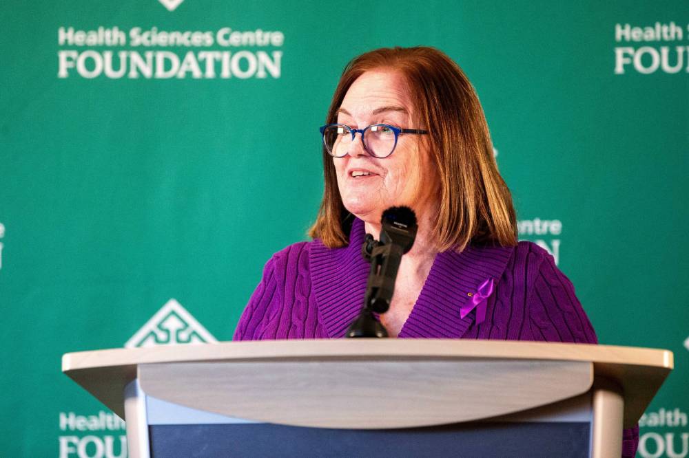 Pat Trottier, whose son has epilepsy, thanks everyone involved in creating the monitoring unit. (Mikaela MacKenzie / Free Press)