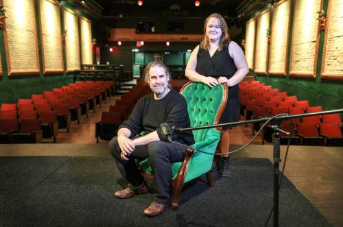 RUTH BONNEVILLE / FREE PRESS
                                Andrew Davidson (left) and Rebecca Driedger are hosts of the Live From the Gargoyle podcast.