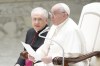 Pope Francis meets with volunteers of the Italian Red Cross in the Paul VI hall at the Vatican, Saturday, April 6, 2024. (AP Photo/Gregorio Borgia)