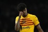 Barcelona's Lamine Yamal gestures during the Champions League quarterfinal first leg soccer match between Paris Saint-Germain and Barcelona at the Parc des Princes stadium in Paris, Wednesday, April 10, 2024. (AP Photo/Lewis Joly)