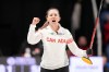 Canada skip Rachel Homan reacts to her game-winning final shot during World Women's Curling Championship action against Turkey in Sydney, N.S. on Wednesday, March 20, 2024. Homan remained perfect at the Grand Slam of Curling's season-ending Players' Championship with a 7-4 win over Sweden's Isabella Wrana in Thursday's early draw. THE CANADIAN PRESS/Darren Calabrese