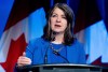 Alberta Premier Danielle Smith delivers a speech prior to a fireside chat during a Canada Strong and Free Network event in Ottawa, on Friday, April 12, 2024. THE CANADIAN PRESS/Spencer Colby