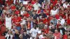 Real Madrid's Aurelien Tchouameni celebrates after scoring the opening goal during a Spanish La Liga soccer match between Mallorca and Real Madrid at the Son Moix stadium in Palma de Mallorca, Spain, Saturday, April 13, 2024. (AP Photo/Francisco Ubilla)