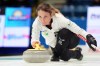 Switzerland's skip Silvana Tirinzoni delivers a rock against South Korea during World Women’s Curling Championship action in Sydney, N.S. on Saturday, March 16, 2024. Tirinzoni defeated Sweden's Isabella Wrana 6-5 on Sunday to win the Princess Auto Players' Championship. THE CANADIAN PRESS/Darren Calabrese