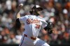 Baltimore Orioles pitcher Corbin Burnes throws during the first inning of a baseball game against the Milwaukee Brewers, Sunday, April 14, 2024, in Baltimore. (AP Photo/Nick Wass)