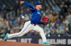 Toronto Blue Jays pitcher José Berríos (17) throws against the Colorado Rockies during first inning MLB baseball action in Toronto on Sunday, April 14, 2024. THE CANADIAN PRESS/Frank Gunn