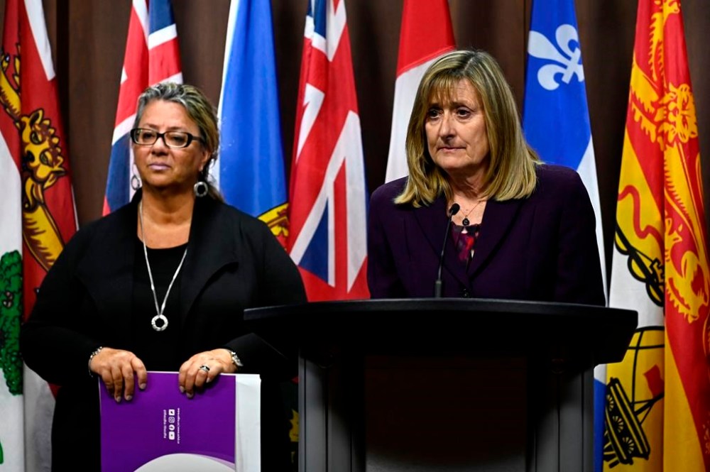 Canadian Dental Hygienists Association is calling out a double standard in how much the government plans to pay for their services under the new federal dental plan. Ondina Love, CEO of the Canadian Dental Hygienists Association, right, and Sylvie Martel, Director of Dental Hygiene Practice, take questions during a news conference in Ottawa, Tuesday, April 4, 2023. THE CANADIAN PRESS/Justin Tang