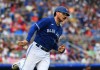 The Toronto Blue Jays have reinstated catcher Danny Jansen from the 10-day injured list and optioned catcher Brian Serven to Triple-A Buffalo. Jansen runs the bases after hitting a run-scoring double against the Atlanta Braves during spring training action, in Dunedin, Fla., Saturday, March 2, 2024. THE CANADIAN PRESS/Mark Taylor