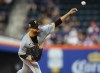 Pittsburgh Pirates pitcher Martín Pérez throws against the New York Mets during the first inning of a baseball game, Monday, April 15, 2024, in New York. (AP Photo/Noah K. Murray)