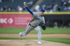 Kansas City Royals starting pitcher Seth Lugo throws against the Chicago White Sox during the first inning of a baseball game Monday, April 15, 2024, in Chicago. (AP Photo/Erin Hooley)
