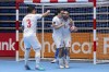 Canadians Sebastian Lopez, Aylan Khenoussi, Daniel Chamale (left to right) celebrate a goal in Canada’s 6-3 win over Nicaragua on Monday, April 15, 2024 in group play at the CONCACAF Futsal Championship in Managua, Nicaragua. Canada plays defending CONCACAF champion Costa Rica in Wednesday’s quarterfinal with a berth in the FIFA Futsal World Cup going to the winner. THE CANADIAN PRESS/HO-Canada Soccer-Victor Straffon **MANDATORY CREDIT**