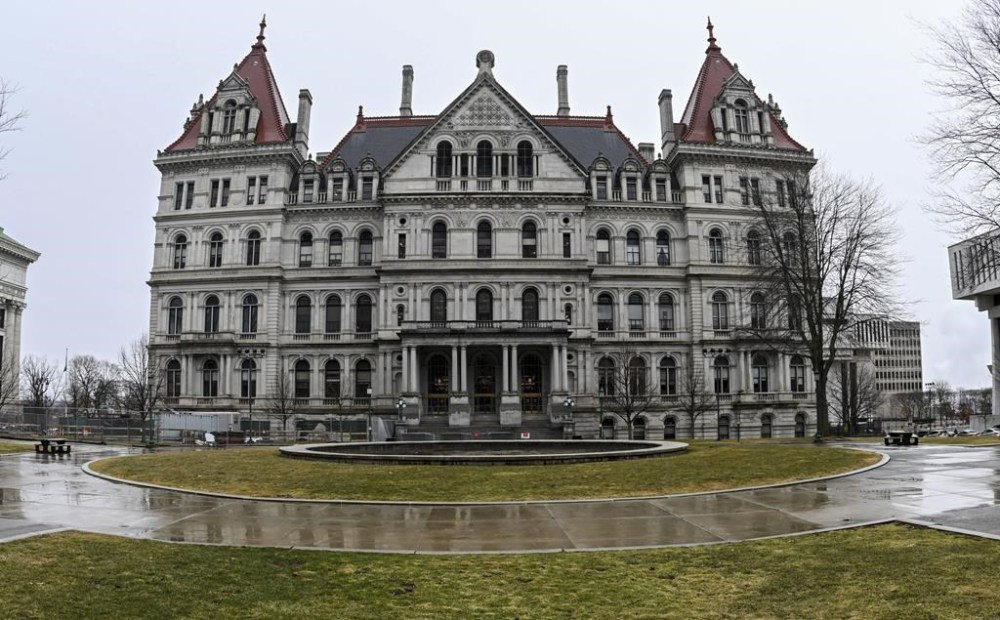 FILE - The New York State Capitol stands on March 13, 2023, in Albany, N.Y. The New York state Legislature’s bill drafting office has been hit with an apparent cyberattack Wednesday, April 17, 2024. (AP Photo/Hans Pennink, File)