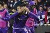 Fiorentina's Nicolas Gonzalez celebrates scoring during the Europa Conference League quarter-final 2nd leg match between Fiorentina and Viktoria Plzen at the Artemio Franchi Stadium in Florence, Italy, Thursday, April 18, 2024. (Massimo Paolone/LaPresse via AP)