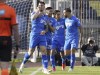 Empoli's Alberto Cerri, left, celebrates after scoring their side's first goal of the game during the Serie A soccer match between Empoli and Napoli at the Empoli Stadium in Empoli, Italy, Saturday, April 20, 2024. (Marco Bucco/LaPresse via AP)
