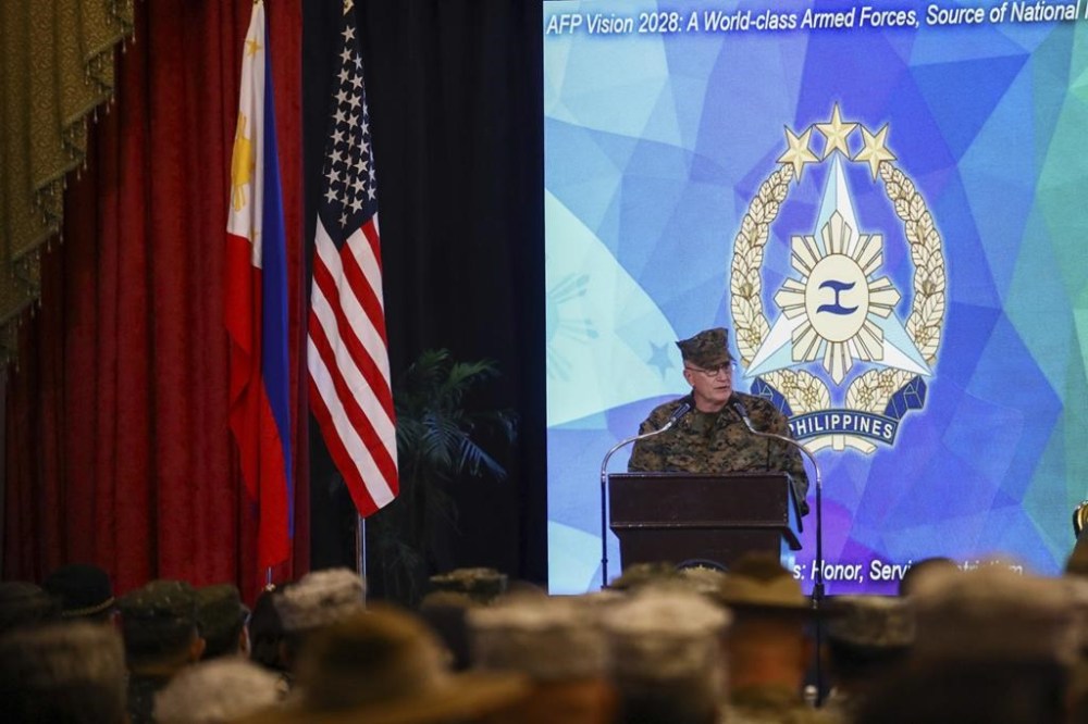 U.S. Marine Corps Lieutenant General William Jurney, U.S. Exercise Director speaks during the opening ceremonies of the