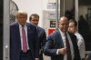 Republican presidential candidate, former President Donald Trump approaches the media at Manhattan Criminal Court in New York, Friday, April 19, 2024. (Sarah Yenesel/Pool Photo via AP)