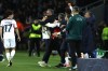 PSG's head coach Luis Enrique celebrates after PSG's Kylian Mbappe scored during the Champions League quarterfinal second leg soccer match between Barcelona and Paris Saint-Germain at the Olimpic Lluis Companys stadium in Barcelona, Spain, Tuesday, April 16, 2024. (AP Photo/Joan Monfort)