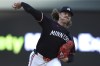 Minnesota Twins starting pitcher Chris Paddack delivers during the first inning of a baseball game against the Chicago White Sox, Monday, April 22, 2024, in Minneapolis. (AP Photo/Abbie Parr)
