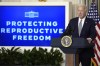 FILE - President Joe Biden speaks during a meeting in the White House, Jan. 22, 2024, in Washington. Biden is traveling to Tampa, Fla., on Tuesday, April 23, just days before the state's six-week abortion ban goes into effect, to make his case against abortion restrictions nationwide. (AP Photo/Evan Vucci, File)