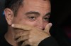 Barcelona's head coach Xavi Hernandez gestures as he attends the start of the Spanish La Liga soccer match between Real Madrid and Barcelona at the Santiago Bernabeu stadium in Madrid, Spain, Sunday, April 21, 2024. (AP Photo/Manu Fernandez)