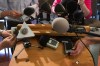 Reporters place their microphones on a podium before an announcement in Burnaby, B.C., Tuesday, Aug. 25, 2015. THE CANADIAN PRESS/Darryl Dyck