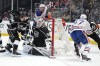 Edmonton Oilers centre Connor McDavid, right, celebrates his goal with left wing Zach Hyman, second from right, as Los Angeles Kings goaltender Cam Talbot, centre, kneels in goal while defenceman Vladislav Gavrikov, left, and centre Blake Lizotte watch during Game 3 of an NHL hockey Stanley Cup first-round playoff series Friday, April 26, 2024, in Los Angeles. (AP Photo/Mark J. Terrill)