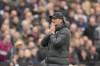 Liverpool's manager Jurgen Klopp reacts during the English Premier League soccer match between West Ham United and Liverpool at London stadium in London, Saturday, April 27, 2024. (AP Photo/Kin Cheung)