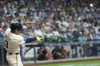Milwaukee Brewers' Joey Ortiz hits a broken bat double during the fifth inning of a baseball game against the New York Yankees Saturday, April 27, 2024, in Milwaukee. (AP Photo/Morry Gash)