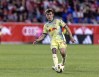New York Red Bulls midfielder Daniel Edelman passes the ball during an MLS soccer match against the Vancouver Whitecaps, Saturday, April 27, 2024, in Harrison, N.J. (AP Photo/Stefan Jeremiah)