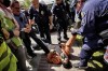 FILE - A University of Southern California protester is detained by USC Department of Public Safety officers during a pro-Palestinian occupation at the campus' Alumni Park, Wednesday, April 24, 2024, in Los Angeles. (AP Photo/Richard Vogel, File)