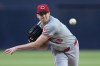 Cincinnati Reds starting pitcher Nick Lodolo works against a San Diego Padres batter during the first inning of a baseball game, Monday, April 29, 2024, in San Diego. (AP Photo/Gregory Bull)