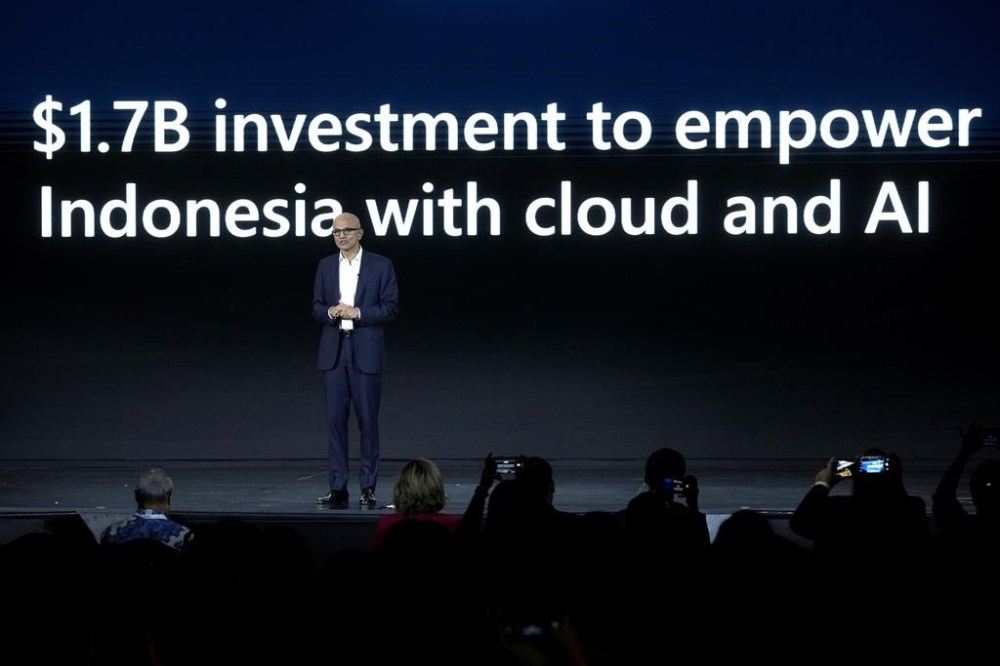 Microsoft CEO Satya Nadella speaks during an event titled