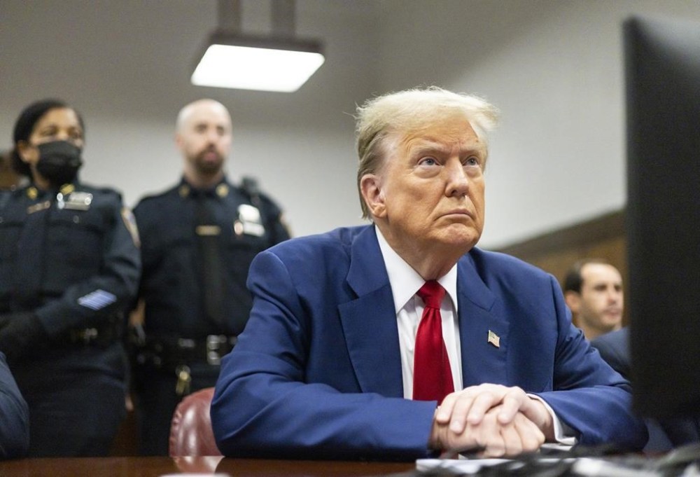 Former President Donald Trump appears at Manhattan criminal court before his trial in New York, Tuesday, April 30, 2024. (Justin Lane/Pool Photo via AP)