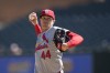 St. Louis Cardinals starting pitcher Kyle Gibson throws during the first inning in the first game of a baseball doubleheader against the Detroit Tigers, Tuesday, April 30, 2024, in Detroit. (AP Photo/Carlos Osorio)