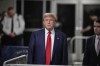 Former President Donald Trump speaks to the media outside the courtroom of his trial at Manhattan criminal court, Tuesday, April 30, 2024, in New York. (Curtis Means/Pool Photo via AP)